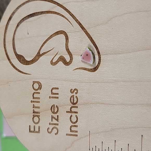 Watermelon Slice Ceramic Stud Earrings - Picture 3 of 7